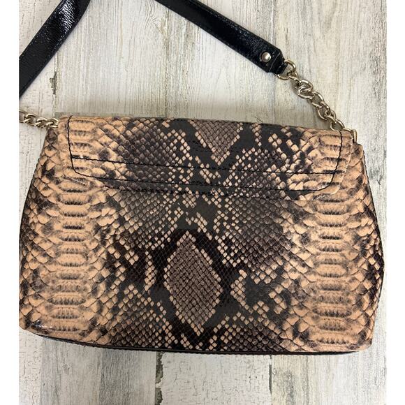 Kate Spade Snakeskin Leather Exotic Shoulder Bag Gold Chain Clip Closure Purse - Picture 2 of 7